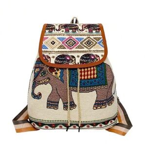 Retro style Bohemian Elephant Print Backpack